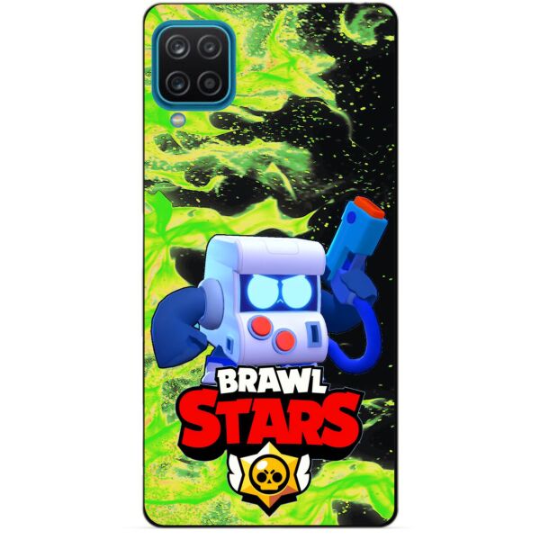 

Силиконовый бампер чехол Candy для Samsung A12 с Героем Brawl Stars 8-Бит