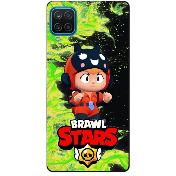 

Силиконовый бампер чехол Candy для Samsung A12 с Героем Brawl Stars Беа снайпер