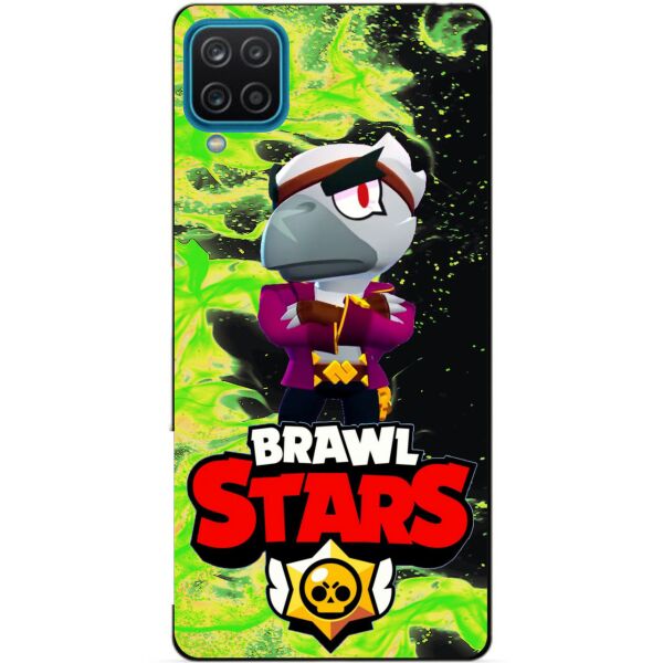 

Силиконовый бампер чехол Candy для Samsung A12 с Героем Brawl Stars Белый Ворон