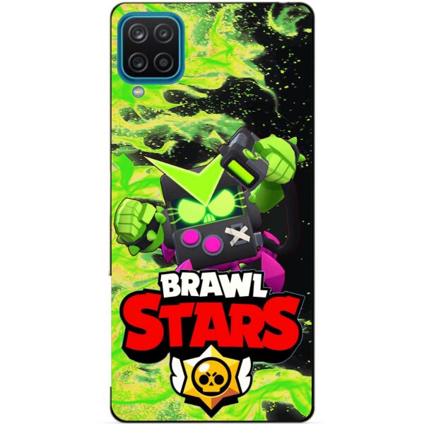 

Силиконовый бампер чехол Candy для Samsung A12 с Героем Brawl Stars Вирус Бит