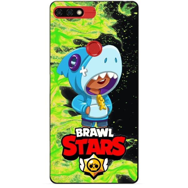 

Силиконовый бампер чехол Candy для Huawei Honor 7c Pro с героем Brawl Stars Леон акула