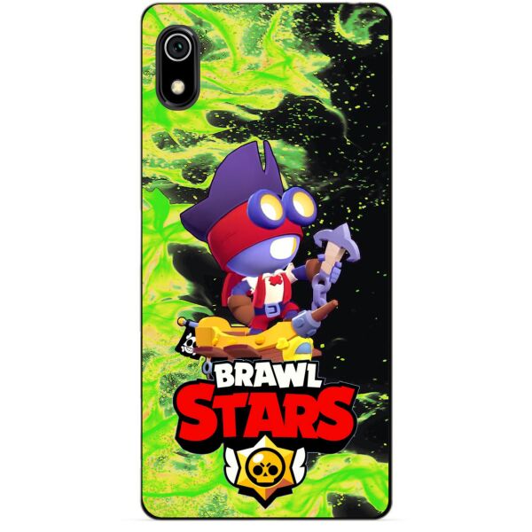 

Силиконовый бампер чехол Candy для Xiaomi Redmi 7a с Героем Brawl Stars Карл пират