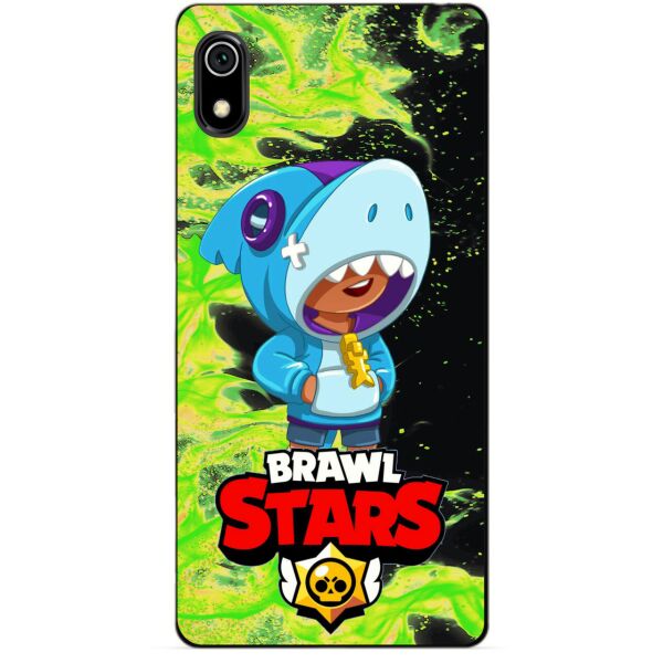 

Силиконовый бампер чехол Candy для Xiaomi Redmi 7a с Героем Brawl Stars Леон Акула