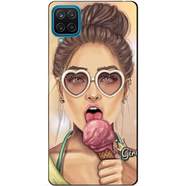 

Силиконовый бампер чехол Candy для Samsung A12 с рисунком Девушка с мороженым