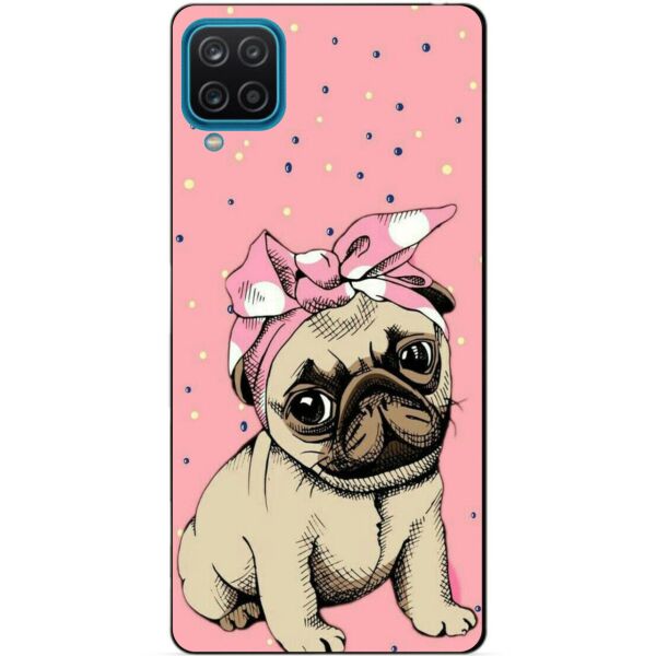 

Силиконовый бампер чехол Candy для Samsung A12 с рисунком Мопс в косынке