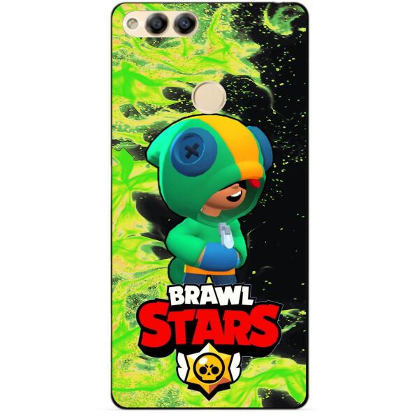 

Силиконовый бампер чехол Candy для Huawei Honor 7x с Героем Brawl Stars Леон Бравл