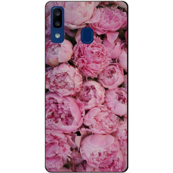 

Силиконовый бампер чехол Candy для Samsung A20 2019 Galaxy A205f с рисунком Розовые пионы