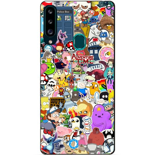 

Силиконовый бампер чехол Candy для Samsung A20s с рисунком Стикеры мультяшки