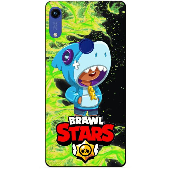 

Силиконовый бампер чехол Candy для Huawei Honor 8a с Героем Brawl Stars Леон акула