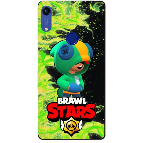 

Силиконовый бампер чехол Candy для Huawei Honor 8a с Героем Brawl Stars Леон Бравл