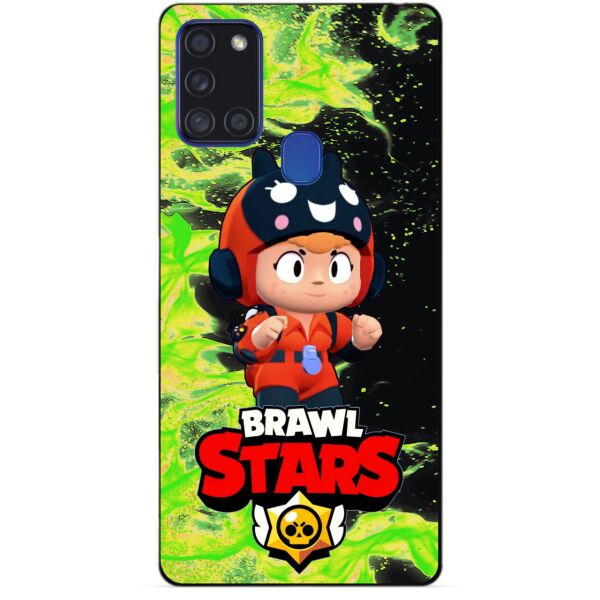 

Силиконовый бампер чехол Candy для Samsung A21s с Героем Бравл Старс Беа снайпер