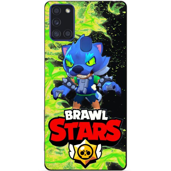 

Силиконовый бампер чехол Candy для Samsung A21s с Героем Бравл Старс Леон оборотень