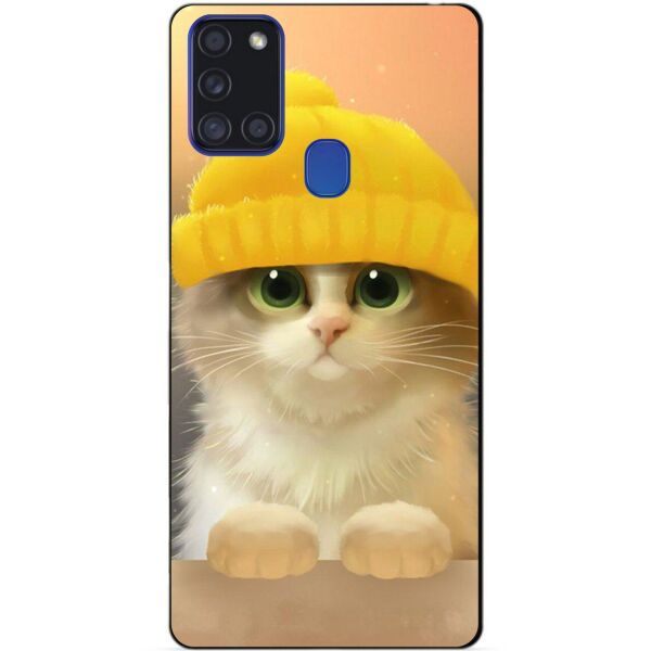 

Силиконовый бампер чехол Candy для Samsung A21s с рисунком Котик в шапке