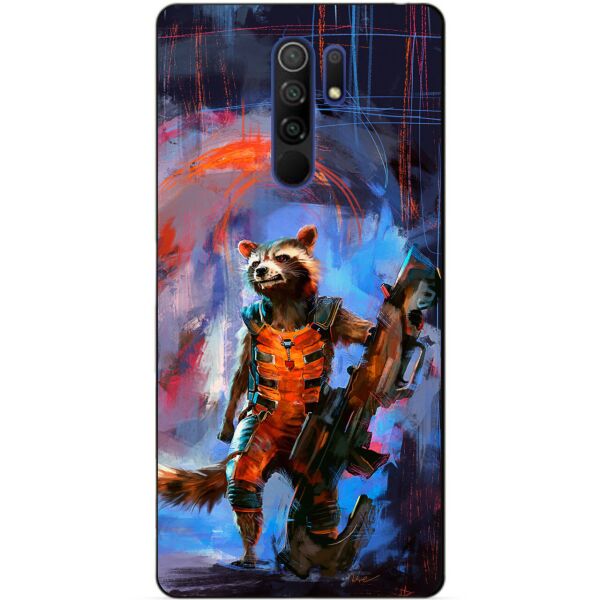 

Силиконовый бампер чехол Candy для Xiaomi Redmi 9 с рисунком Реактивный енот