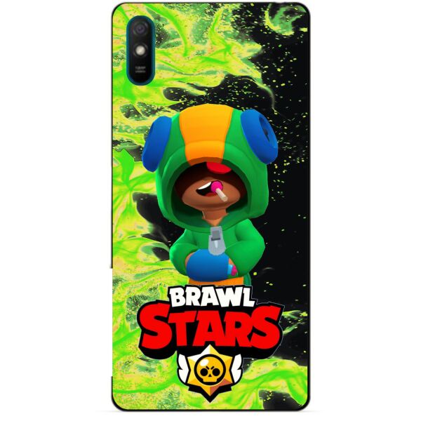 

Силиконовый бампер чехол Candy для Xiaomi Redmi 9a с Героем Бравл Старс Леон