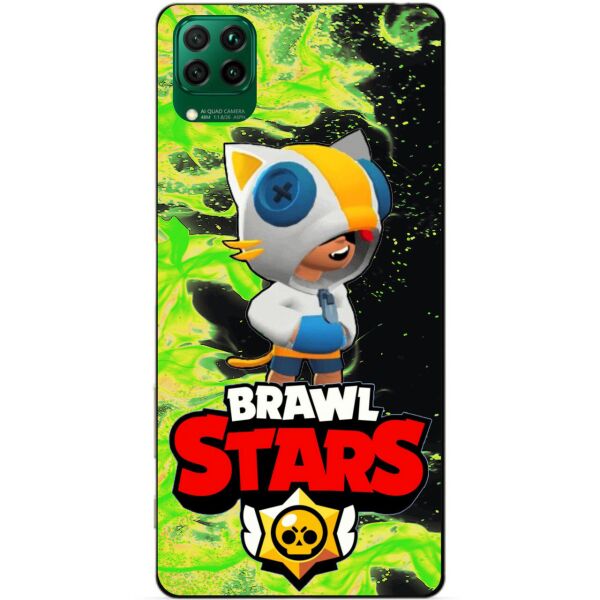 

Силиконовый чехол бампер Candy для Huawei P40 Lite с Героем Brawl Stars Леон кот