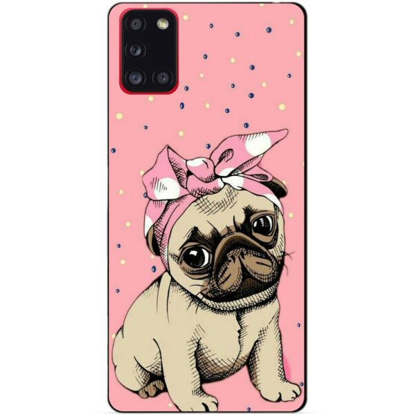 

Силиконовый бампер чехол Candy для Samsung A31 с рисунком Мопс