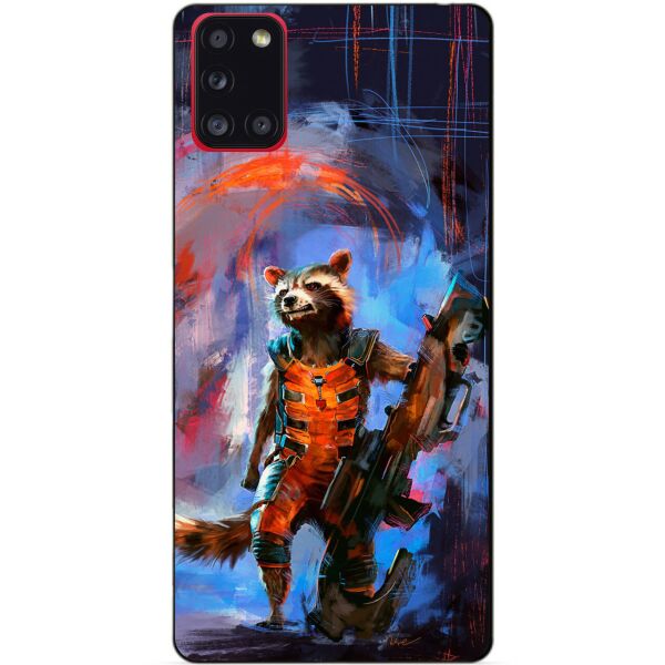 

Силиконовый бампер чехол Candy для Samsung A31 с рисунком Реактивный енот