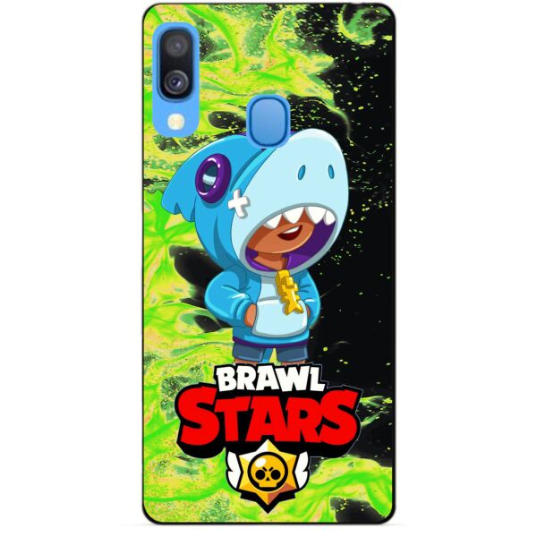 

Силиконовый бампер чехол Candy для Samsung A40 2019 Galaxy A405f с Героем Brawl Stars Леон акула
