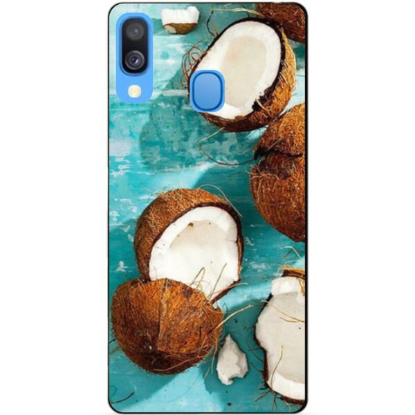 

Силиконовый бампер чехол Candy для Samsung A40 2019 Galaxy A405f с рисунком Кокосы