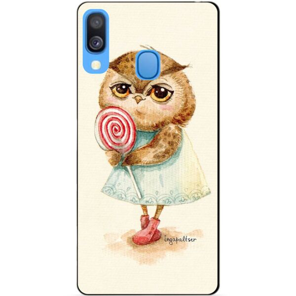 

Силиконовый бампер чехол Candy для Samsung A40 2019 Galaxy A405f с рисунком Сова с леденцом