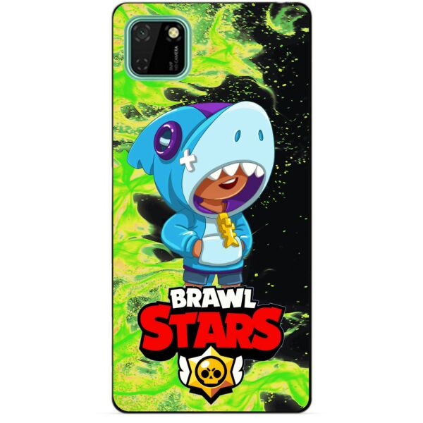 

Силиконовый чехол бампер Candy для Huawei Y5p с Героем Brawl Stars Леон Акула