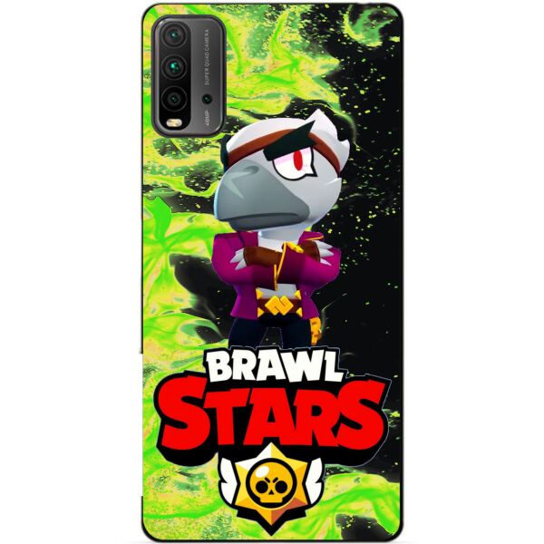 

Силиконовый бампер чехол Candy для Xiaomi Redmi 9T с Героем Бравл Старс Белый Ворон