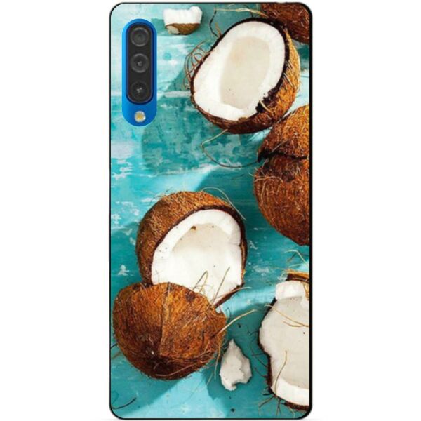 

Силиконовый бампер чехол Candy для Samsung A50 2019 Galaxy A505f с рисунком Кокосы