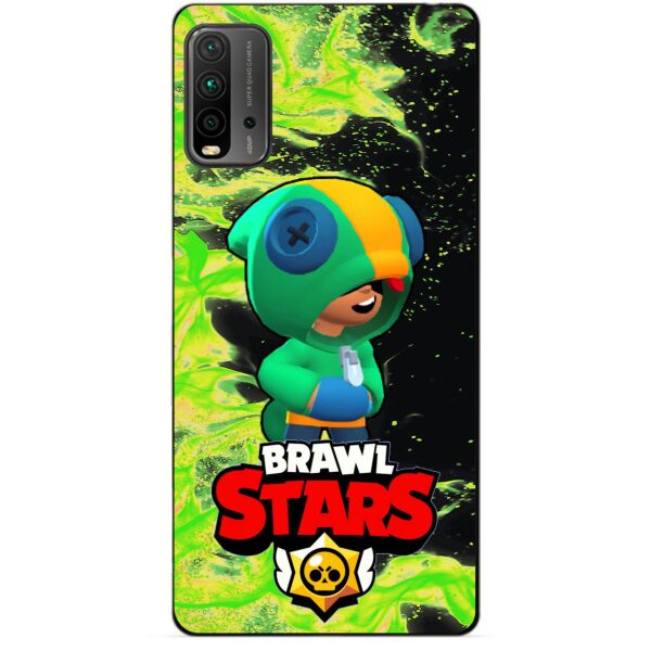 

Силиконовый бампер чехол Candy для Xiaomi Redmi 9T с Героем Бравл Старс Леон Brawl