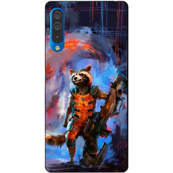 

Силиконовый бампер чехол Candy для Samsung A50 2019 Galaxy A505f с рисунком Реактивный Енот