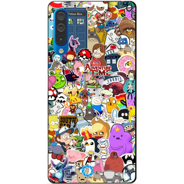 

Силиконовый бампер чехол Candy для Samsung A50 2019 Galaxy A505f с рисунком Стикеры Мультяшки