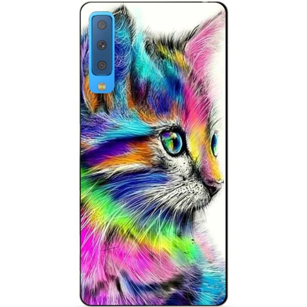 

Силиконовый бампер чехол Candy для Samsung A7 2018 Galaxy A750 с рисунком Акварельный Котик