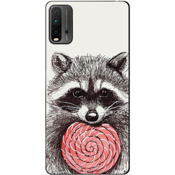 

Силиконовый бампер чехол Candy для Xiaomi Redmi 9T с рисунком Енот