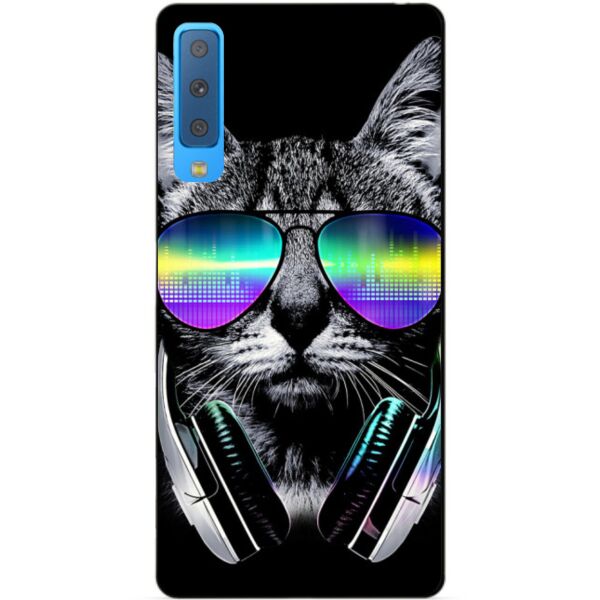 

Силиконовый бампер чехол Candy для Samsung A7 2018 Galaxy A750 с рисунком Музыкальный Кот