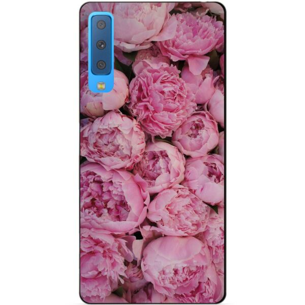 

Силиконовый бампер чехол Candy для Samsung A7 2018 Galaxy A750 с рисунком Розовые пионы