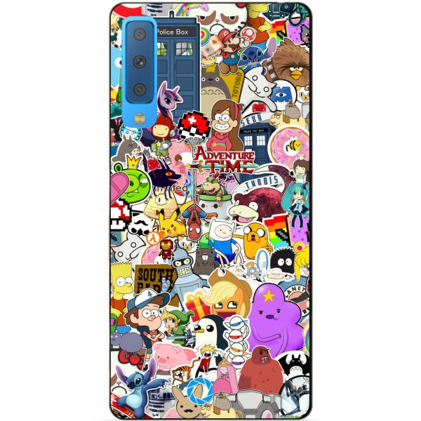 

Силиконовый бампер чехол Candy для Samsung A7 2018 Galaxy A750 с рисунком Стикеры Мультяшки