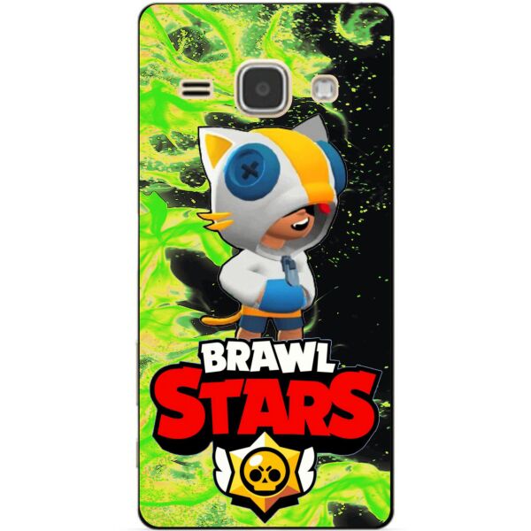 

Силиконовый бампер чехол Candy для Samsung J1 2016 Galaxy J120 героем Brawl Stars Леон кот