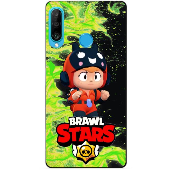 

Силиконовый бампер чехол Candy для Huawei P30 Lite с героем Brawl Stars Беа снайпер