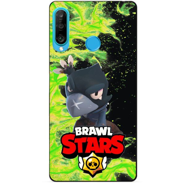 

Силиконовый бампер чехол Candy для Huawei P30 Lite с героем Brawl Stars Ворон