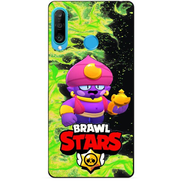 

Силиконовый бампер чехол Candy для Huawei P30 Lite с героем Brawl Stars Джин