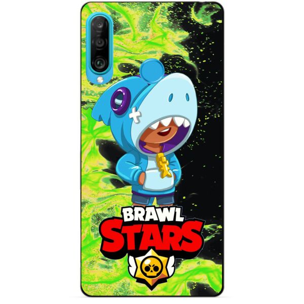 

Силиконовый бампер чехол Candy для Huawei P30 Lite с героем Brawl Stars Леон акула