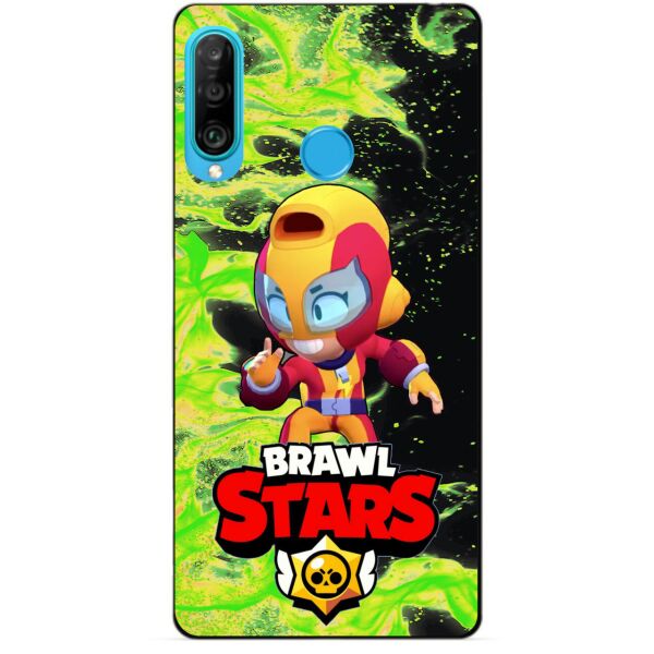 

Силиконовый бампер чехол Candy для Huawei P30 Lite с героем Brawl Stars Макс