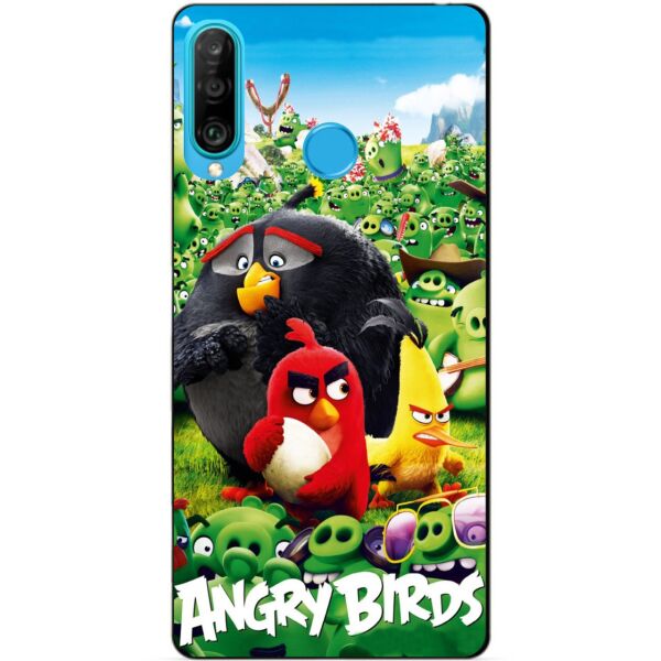 

Силиконовый бампер чехол Candy для Huawei P30 Lite с рисунком Angry Birds свиньи