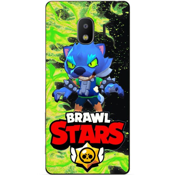 

Силиконовый бампер чехол Candy для Samsung J2 2018 Galaxy J250 с Героем Brawl Stars Леон оборотень