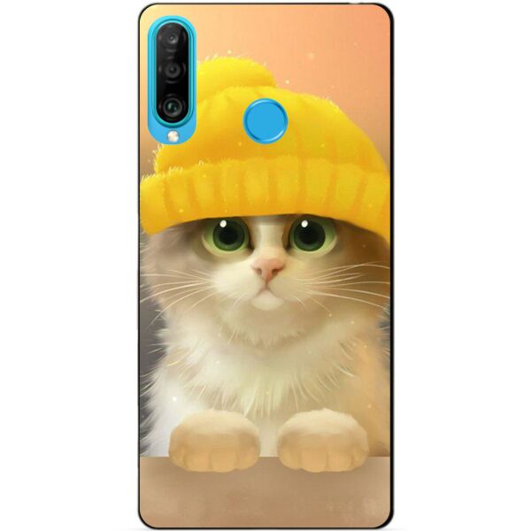 

Силиконовый бампер чехол Candy для Huawei P30 Lite с рисунком Котик в шапке