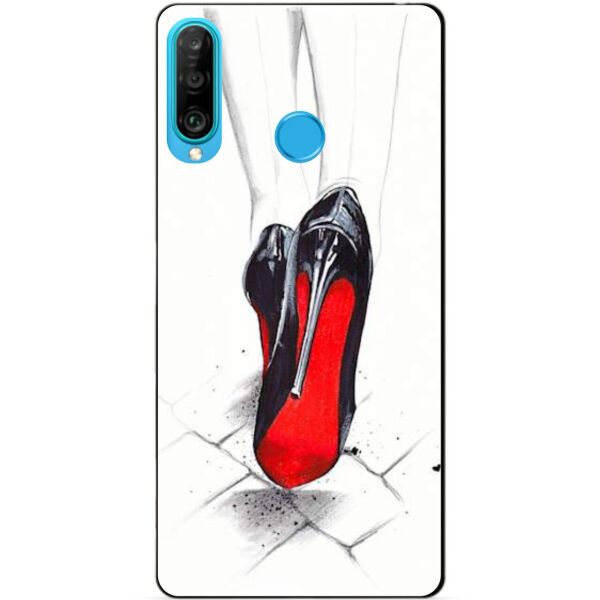 

Силиконовый бампер чехол Candy для Huawei P30 Lite с рисунком Лабутены
