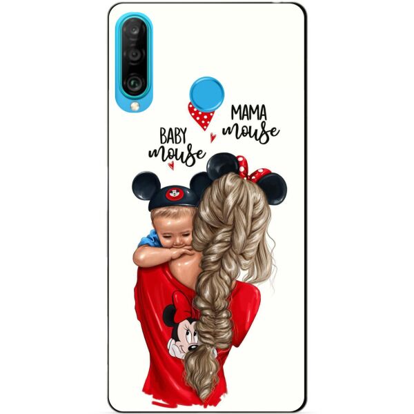 

Силиконовый бампер чехол Candy для Huawei P30 Lite с рисунком Мама с малышом
