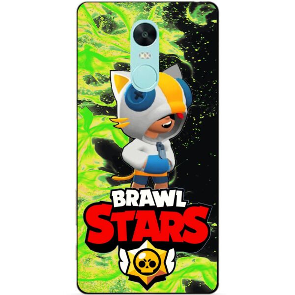 

Силиконовый бампер чехол Candy для Xiaomi Redmi Note 4x с Героем Бравл Старс Леон кот