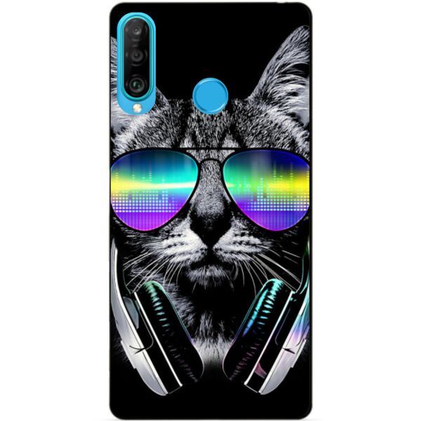 

Силиконовый бампер чехол Candy для Huawei P30 Lite с рисунком Музыкальный кот