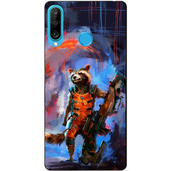 

Силиконовый бампер чехол Candy для Huawei P30 Lite с рисунком Реактивный Енот